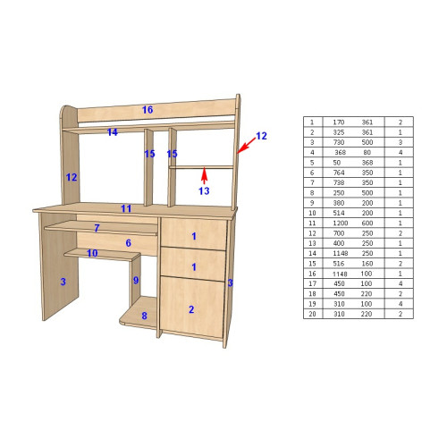 Компьютерный стол FlashNika Микс 17