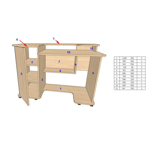 Компьютерный стол FlashNika Микс 42