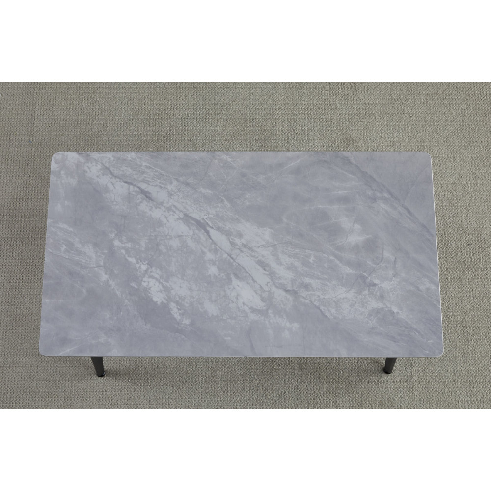 Стіл SABA CERAMIC 130*70 сірий глянець/чорний каркас