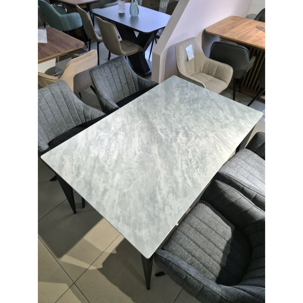 Стіл NORMAN CERAMIC 140*90 Muie White глянець/чорний каркас