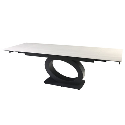 OVIDIO CERAMIC стол 160(240)*90 белый дуб/черный каркас