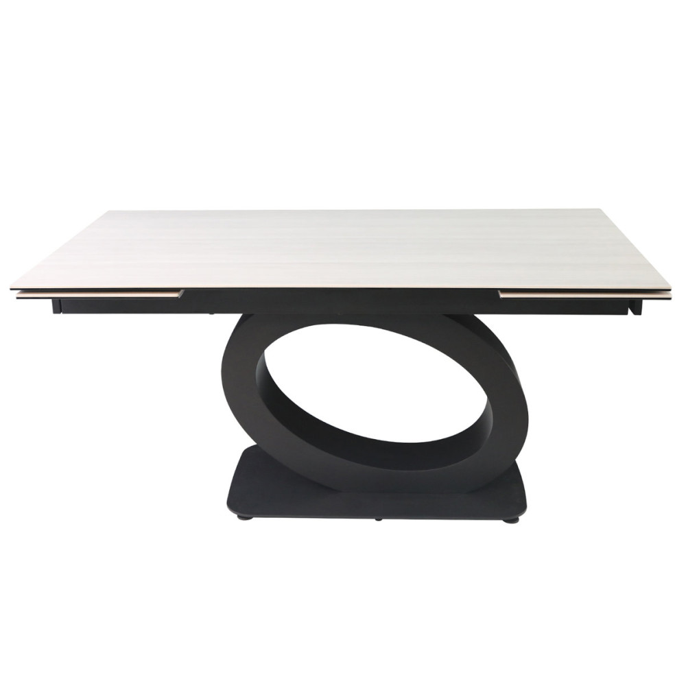 OVIDIO CERAMIC стол 160(240)*90 белый дуб/черный каркас
