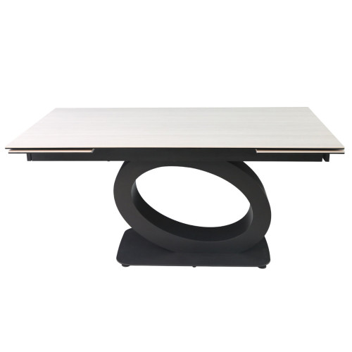 OVIDIO CERAMIC стол 160(240)*90 белый дуб/черный каркас