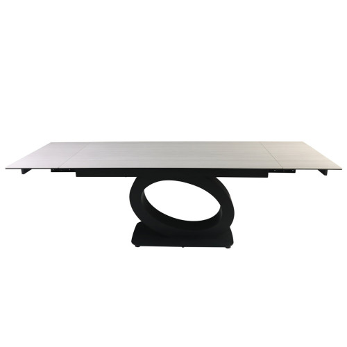 OVIDIO CERAMIC стол 160(240)*90 белый дуб/черный каркас