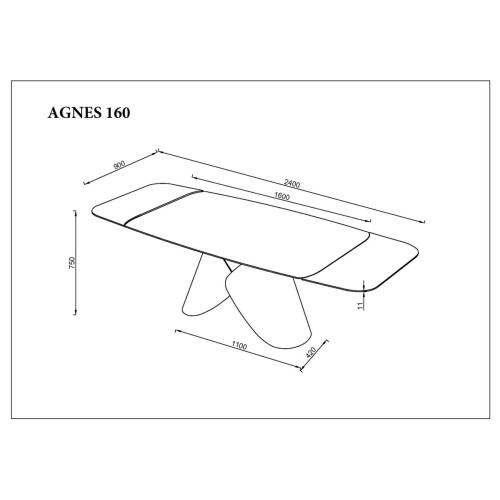 Стіл AGNES CERAMIC 160(240)*90 білий позолочений мат/коричневий