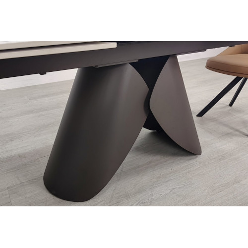Стіл AGNES CERAMIC 160(240)*90 білий позолочений мат/коричневий