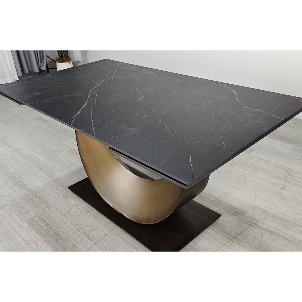 Стіл AMELIA CERAMIC 160(240)*90 стіл чорний мат/бронзовий