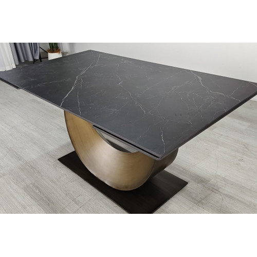 Стіл AMELIA CERAMIC 160(240)*90 стіл чорний мат/бронзовий