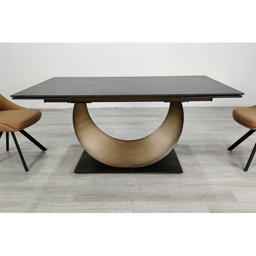 Стіл AMELIA CERAMIC 160(240)*90 стіл чорний мат/бронзовий