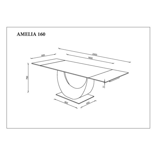 Стіл AMELIA CERAMIC 160(240)*90 стіл чорний мат/бронзовий