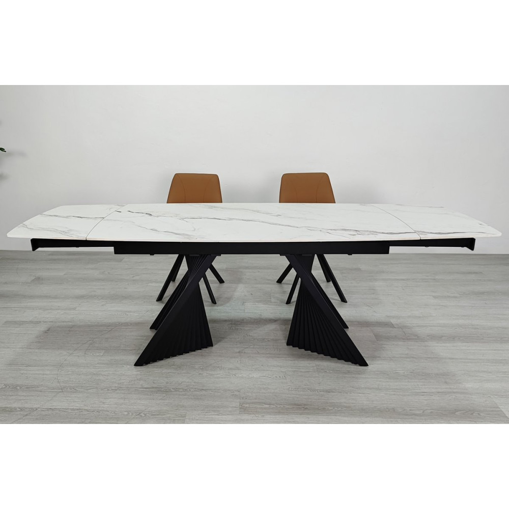 Стіл EDMUND CERAMIC 160(240)*90 білий мат/чорний