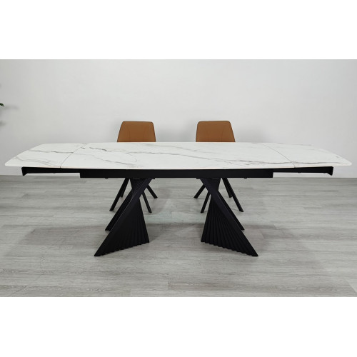 Стіл EDMUND CERAMIC 160(240)*90 білий мат/чорний