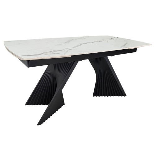 Стіл EDMUND CERAMIC 160(240)*90 білий мат/чорний