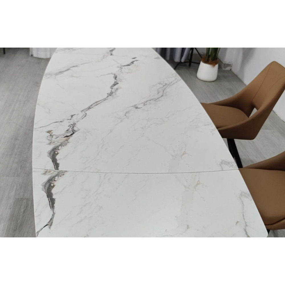 Стіл EDMUND CERAMIC 160(240)*90 білий мат/чорний