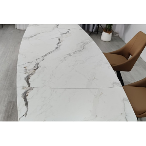 Стіл EDMUND CERAMIC 160(240)*90 білий мат/чорний
