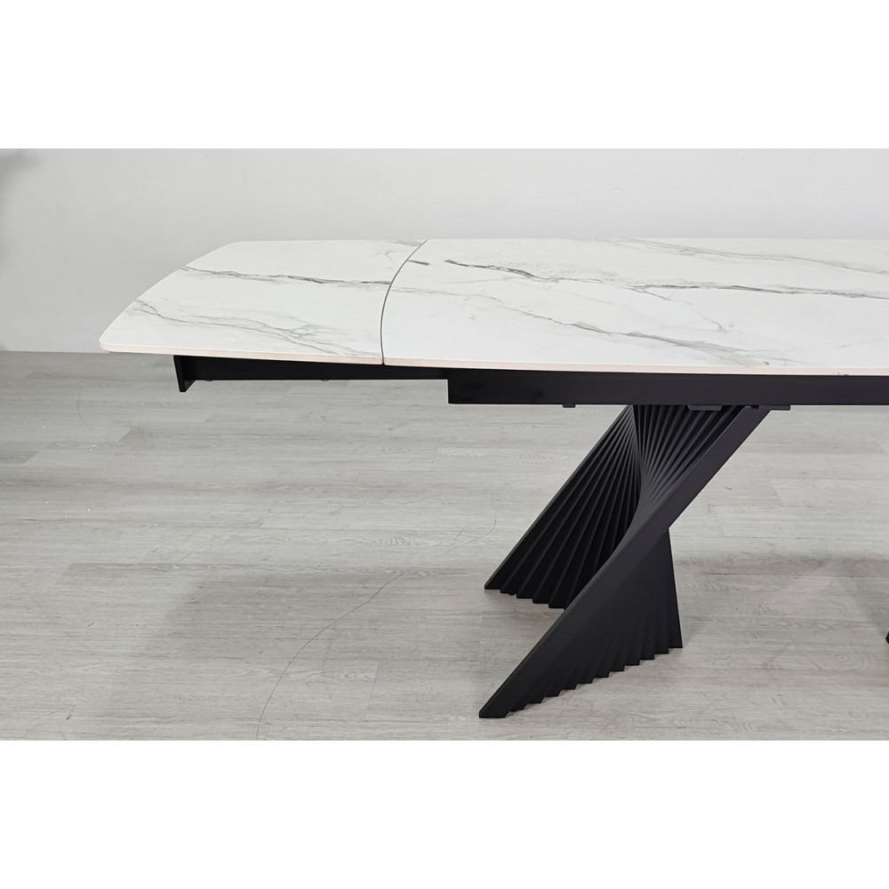 Стіл EDMUND CERAMIC 160(240)*90 білий мат/чорний