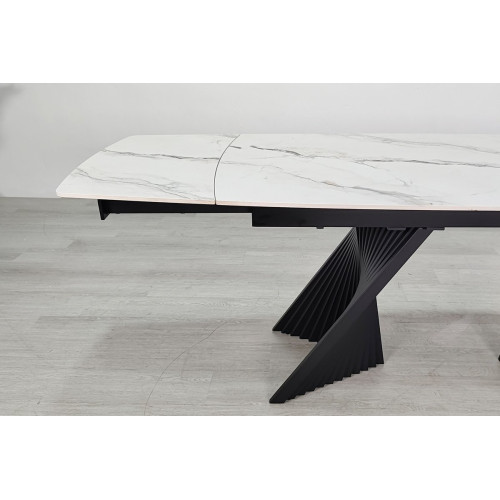 Стіл EDMUND CERAMIC 160(240)*90 білий мат/чорний