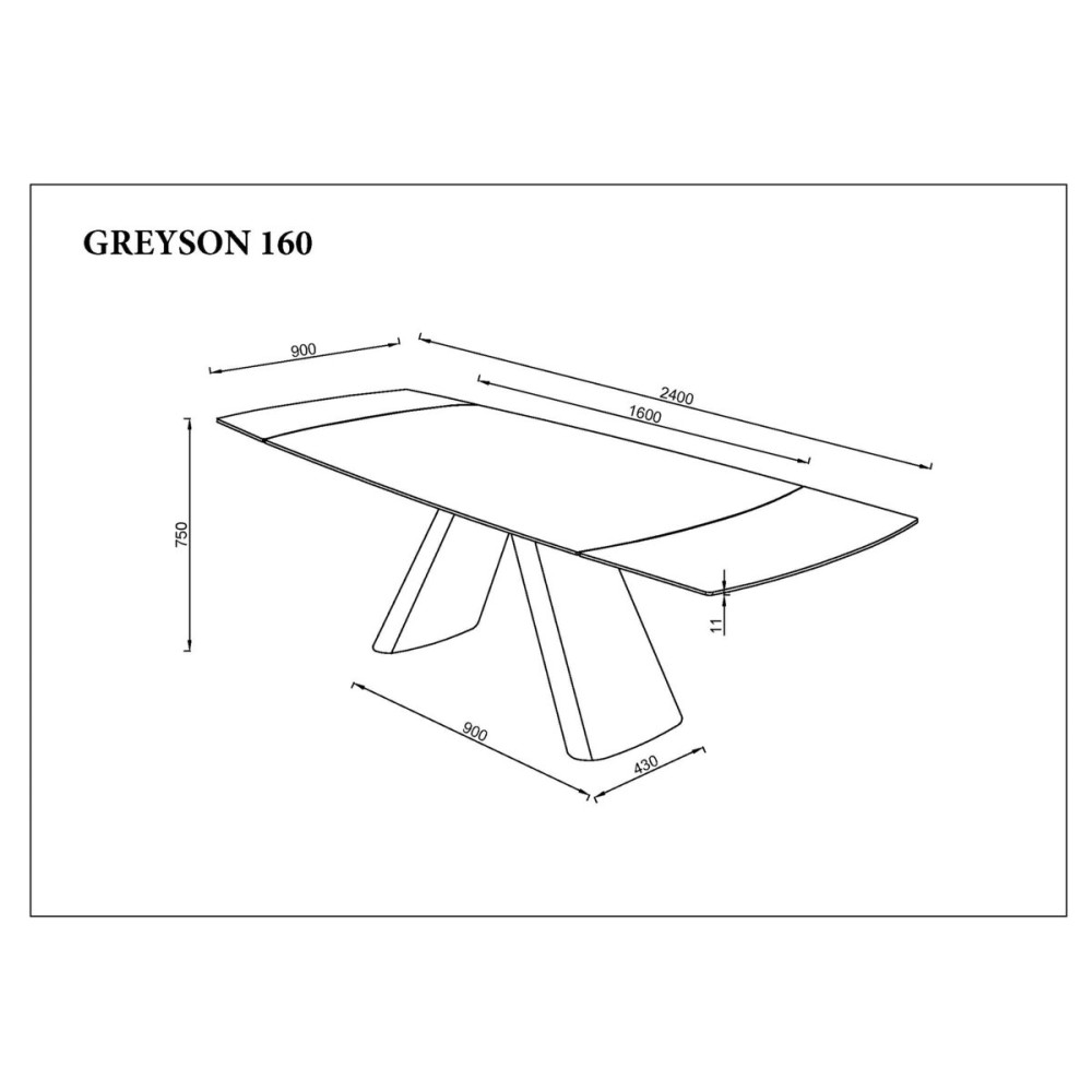 Стіл GREYSON CERAMIC 160(240)*90 сірий мат/чорний