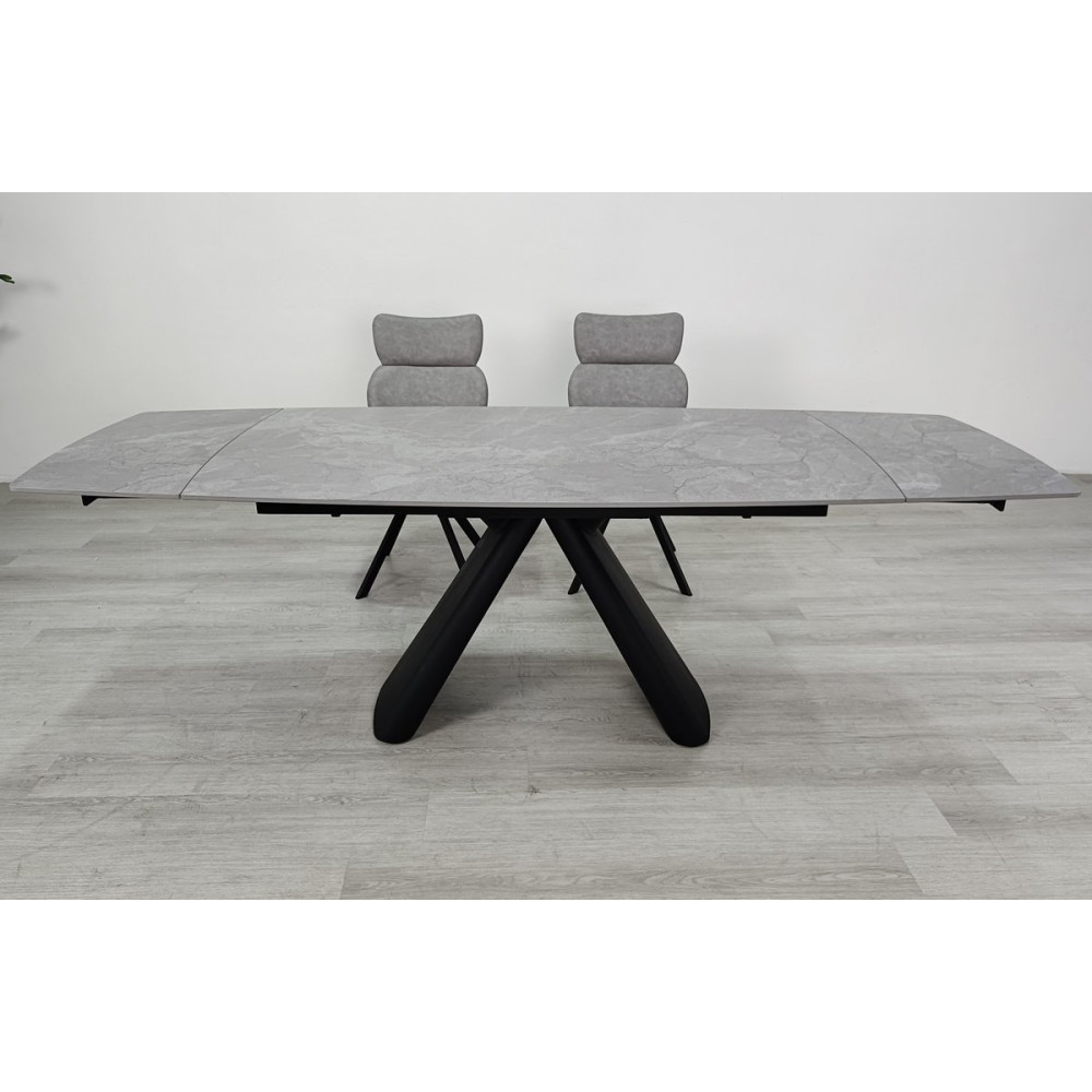 Стіл GREYSON CERAMIC 160(240)*90 сірий мат/чорний