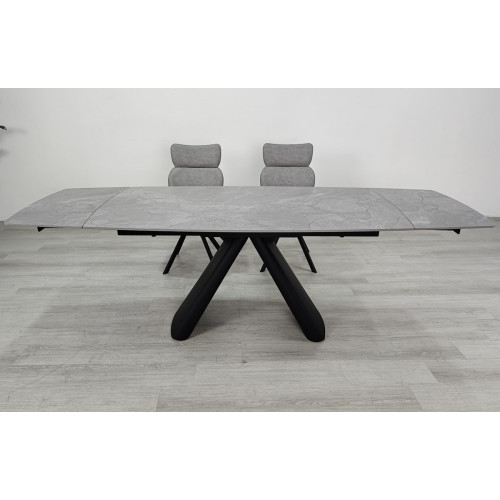 Стіл GREYSON CERAMIC 160(240)*90 сірий мат/чорний