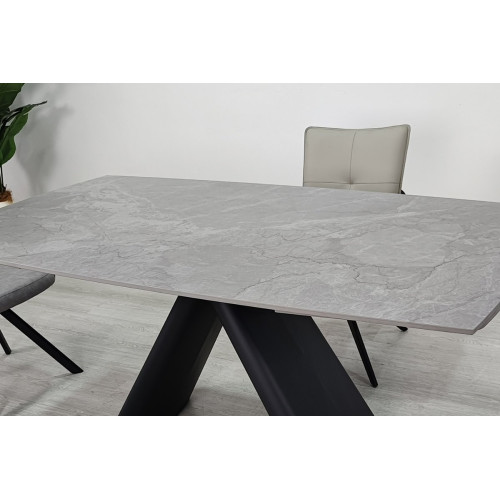 Стіл GREYSON CERAMIC 160(240)*90 сірий мат/чорний