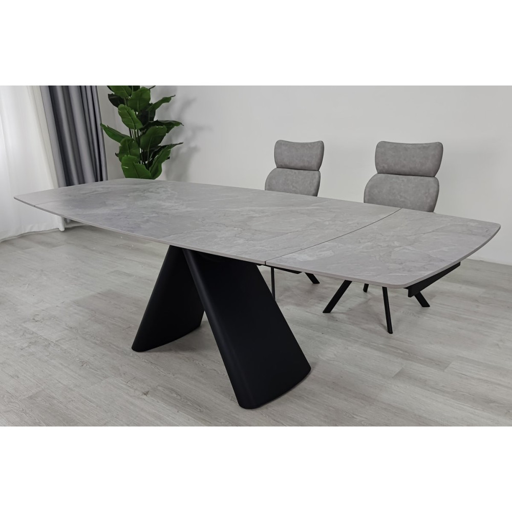 Стіл GREYSON CERAMIC 160(240)*90 сірий мат/чорний