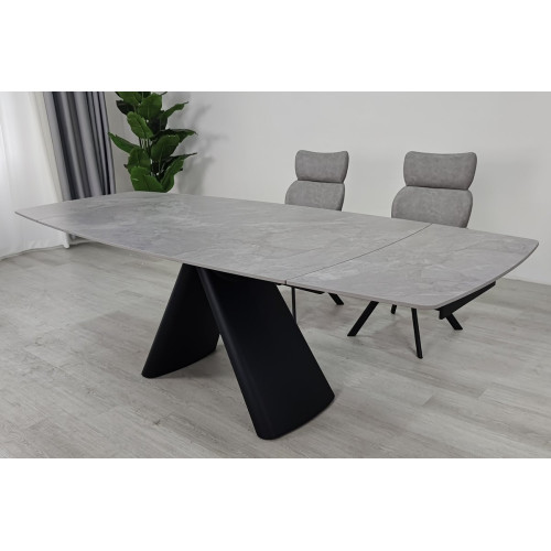 Стіл GREYSON CERAMIC 160(240)*90 сірий мат/чорний