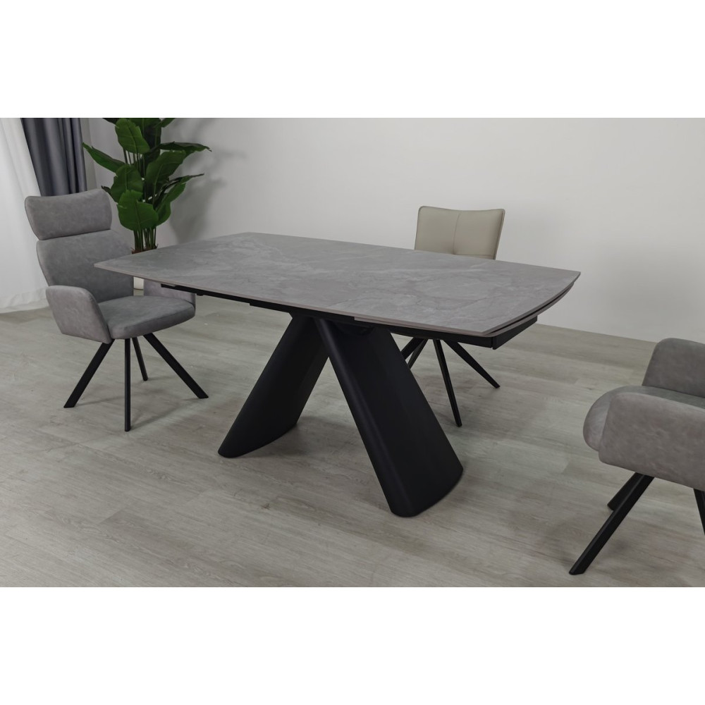 Стіл GREYSON CERAMIC 160(240)*90 сірий мат/чорний