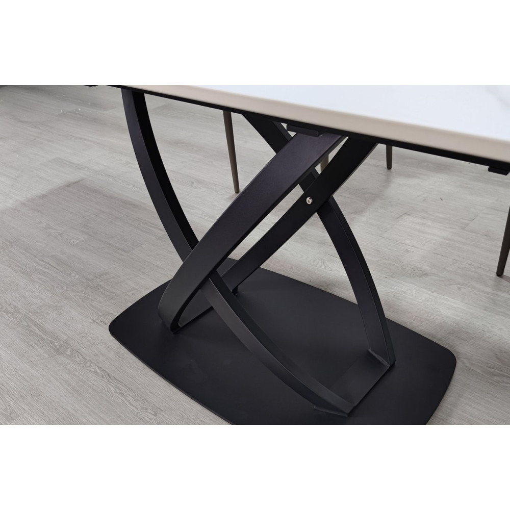 Стіл HILDA CERAMIC 160(240)*90 білий мат/чорний