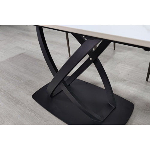 Стіл HILDA CERAMIC 160(240)*90 білий мат/чорний