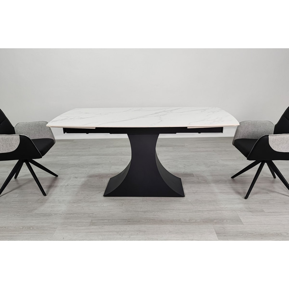 Стіл GILBERT CERAMIC 160(240)*90 білий мат/чорний
