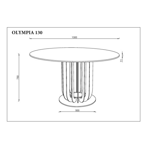 Стіл OLYMPIA CERAMIC стіл білий мат/чорний д,130