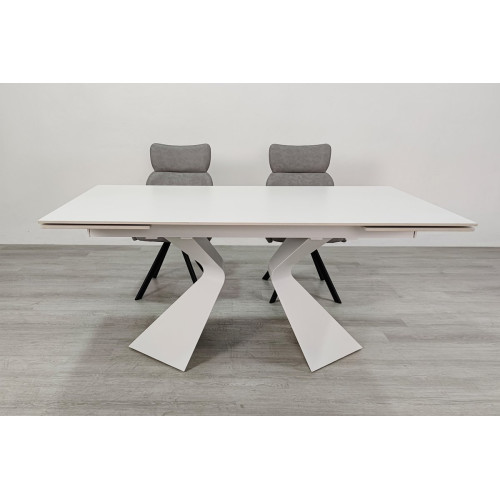 Стіл LAURA CERAMIC 160(240)*90 білий мат/білий