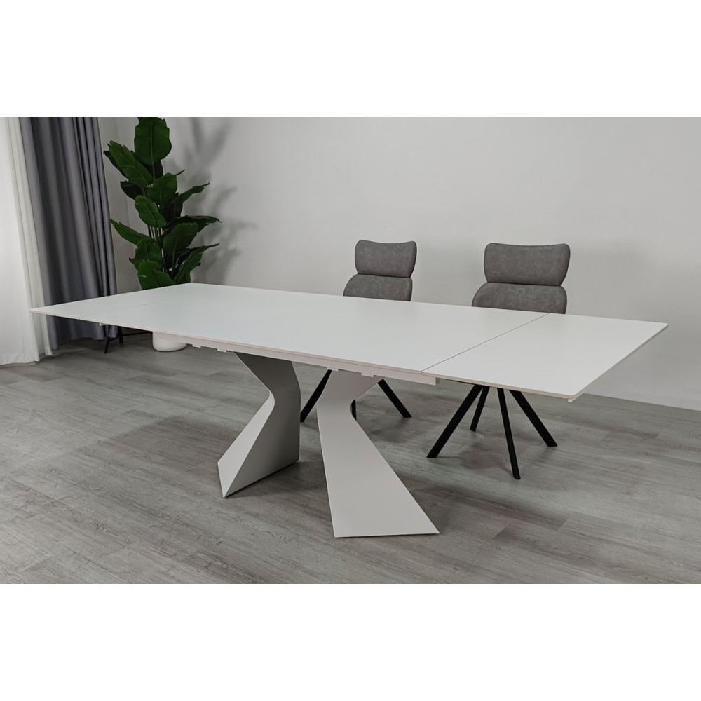 Стіл LAURA CERAMIC 160(240)*90 білий мат/білий