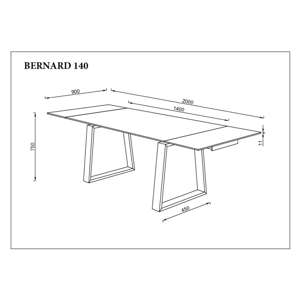 Стіл BERNARD CERAMIC 140(200)*90 білий мат/чорний