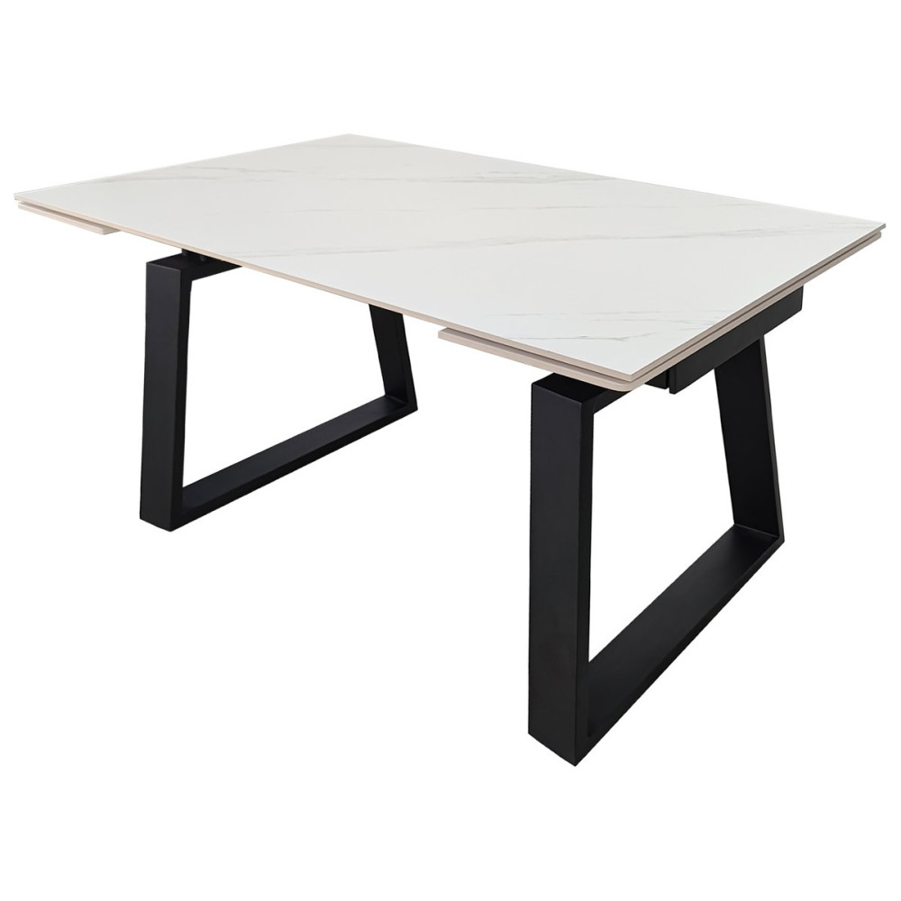 Стіл BERNARD CERAMIC 140(200)*90 білий мат/чорний