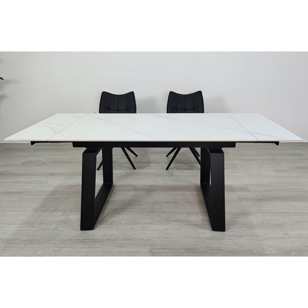 Стіл BERNARD CERAMIC 140(200)*90 білий мат/чорний
