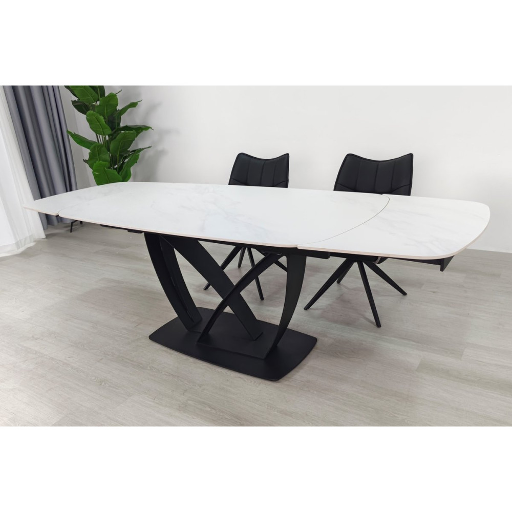 Стіл TYLER CERAMIC 160(240)*90 білий мат/чорний