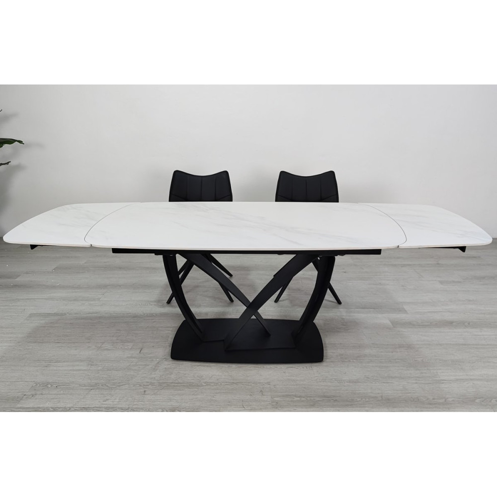 Стіл TYLER CERAMIC 160(240)*90 білий мат/чорний