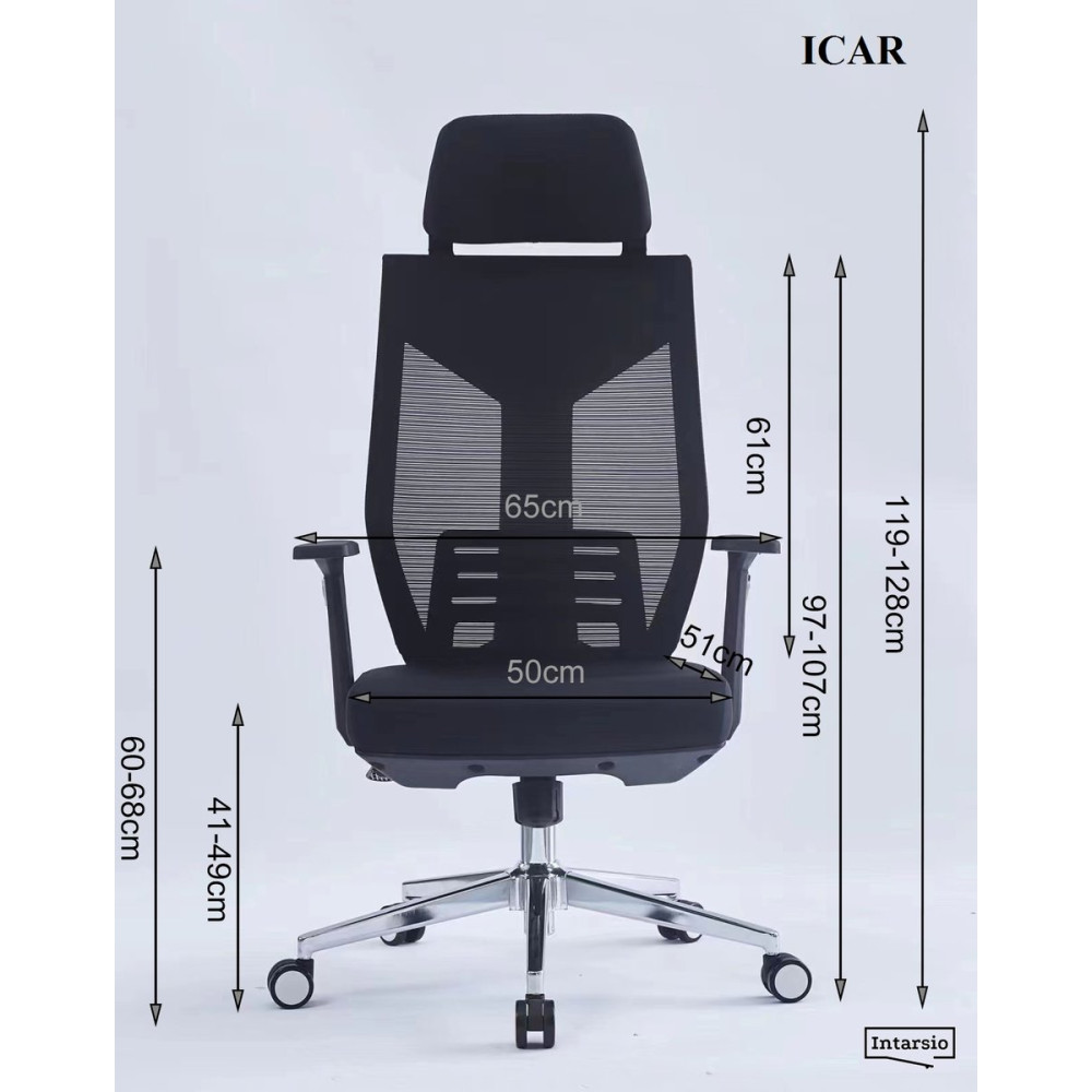 Крісло поворотне ICAR сіре/білий каркас