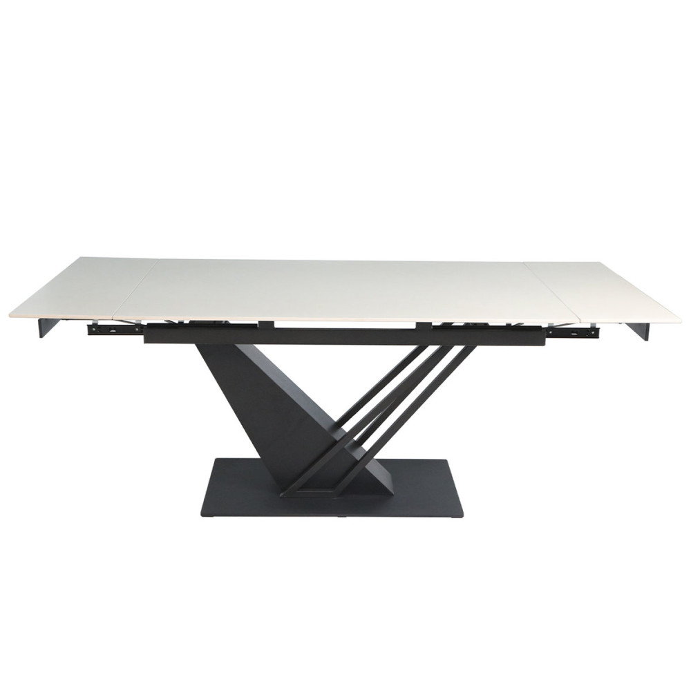 Стіл FERNANDO CERAMIC 140(200)*90 бежевий/чорний