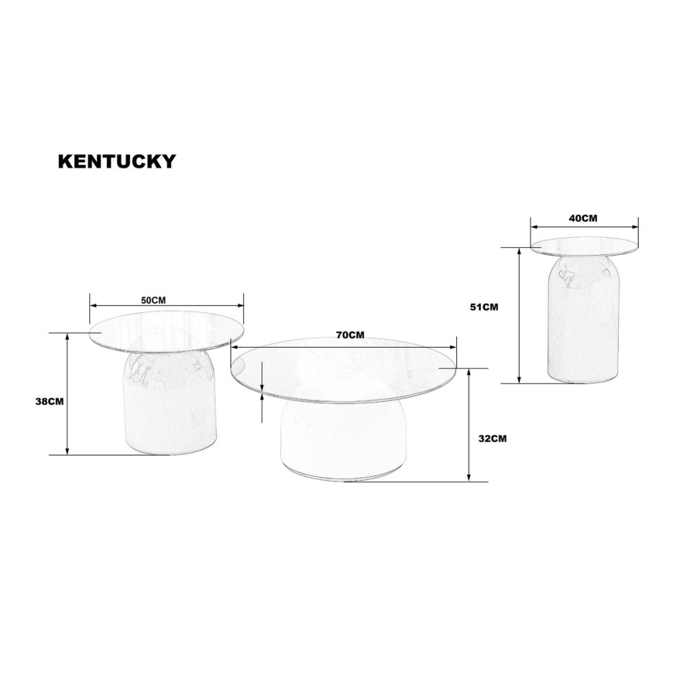 Журнальний столик KENTUCKY сіре скло/кольорові (к-кт)