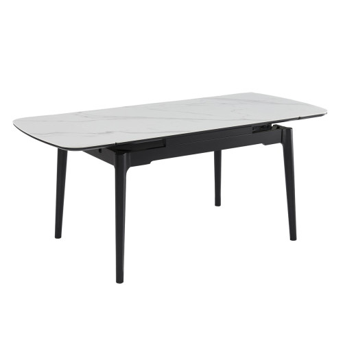Стіл DUBLIN CERAMIC 120(180)*80 білий глянець/чорний каркас
