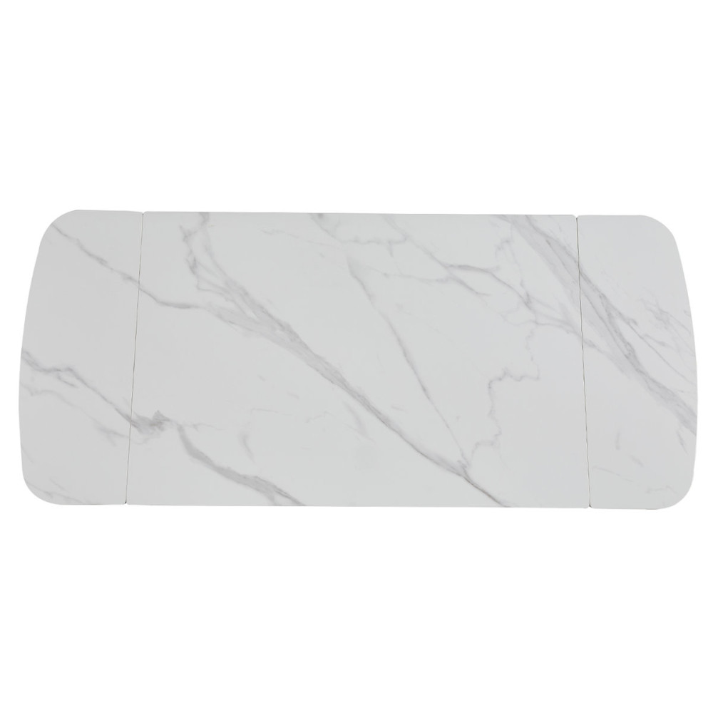 Стіл DUBLIN CERAMIC 120(180)*80 білий глянець/чорний каркас