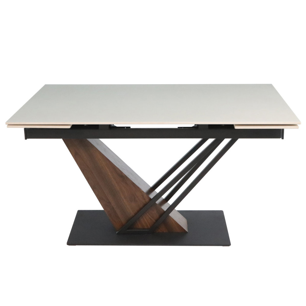 Стіл FERNANDO CERAMIC 140(200)*90 бежевий мат/темний горіх
