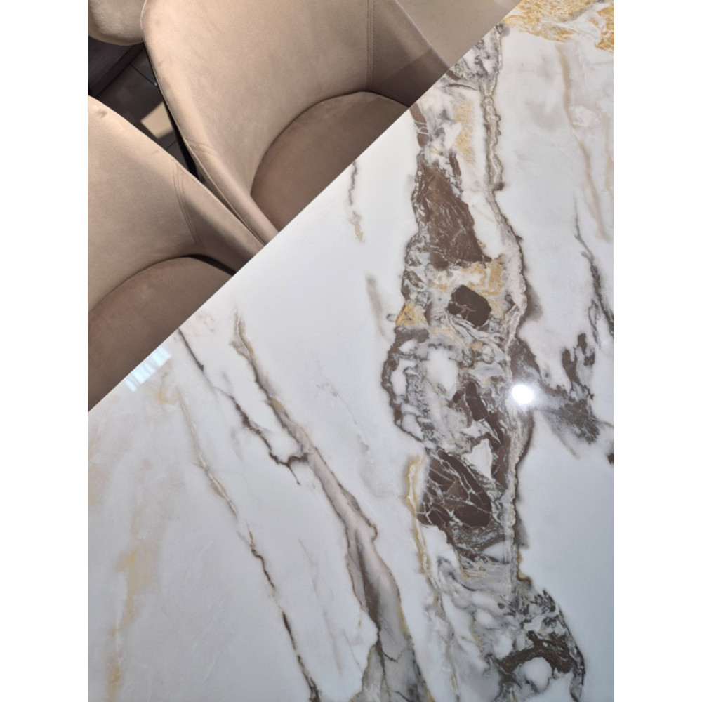 Стіл NORMAN CERAMIC 120*90 gold Phoenix глянець/чорний каркас