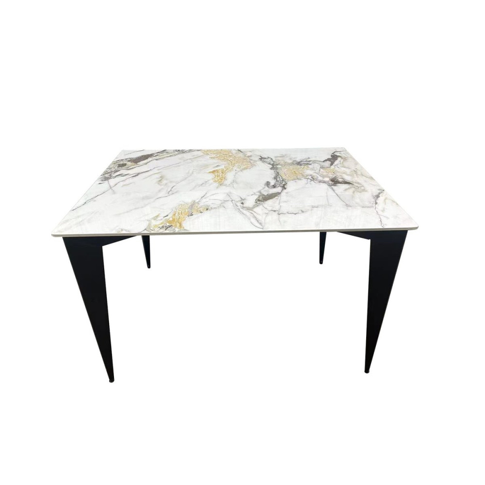 Стіл NORMAN CERAMIC 120*90 gold Phoenix глянець/чорний каркас