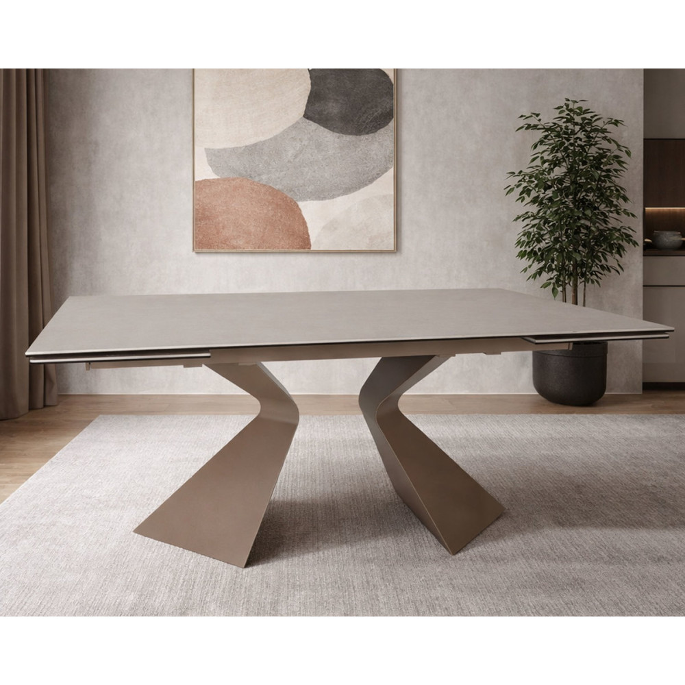 Стіл LAURA CERAMIC 160(240)*90 бежевий мат/бежевий