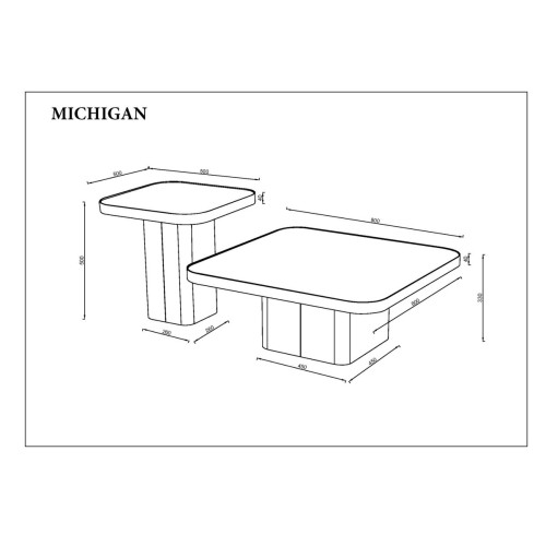 Журнальний столик MICHIGAN білий глянець/чорний (к-кт) Журнальний столик MICHIGAN білий глянець/чорний (к-кт)