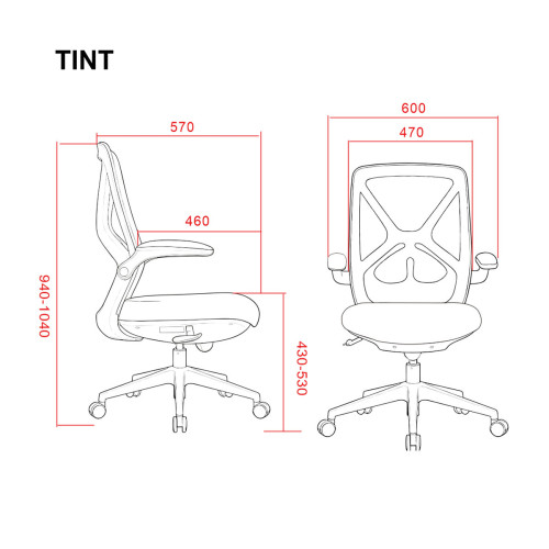 Крісло поворотне TINT сіре/білий каркас